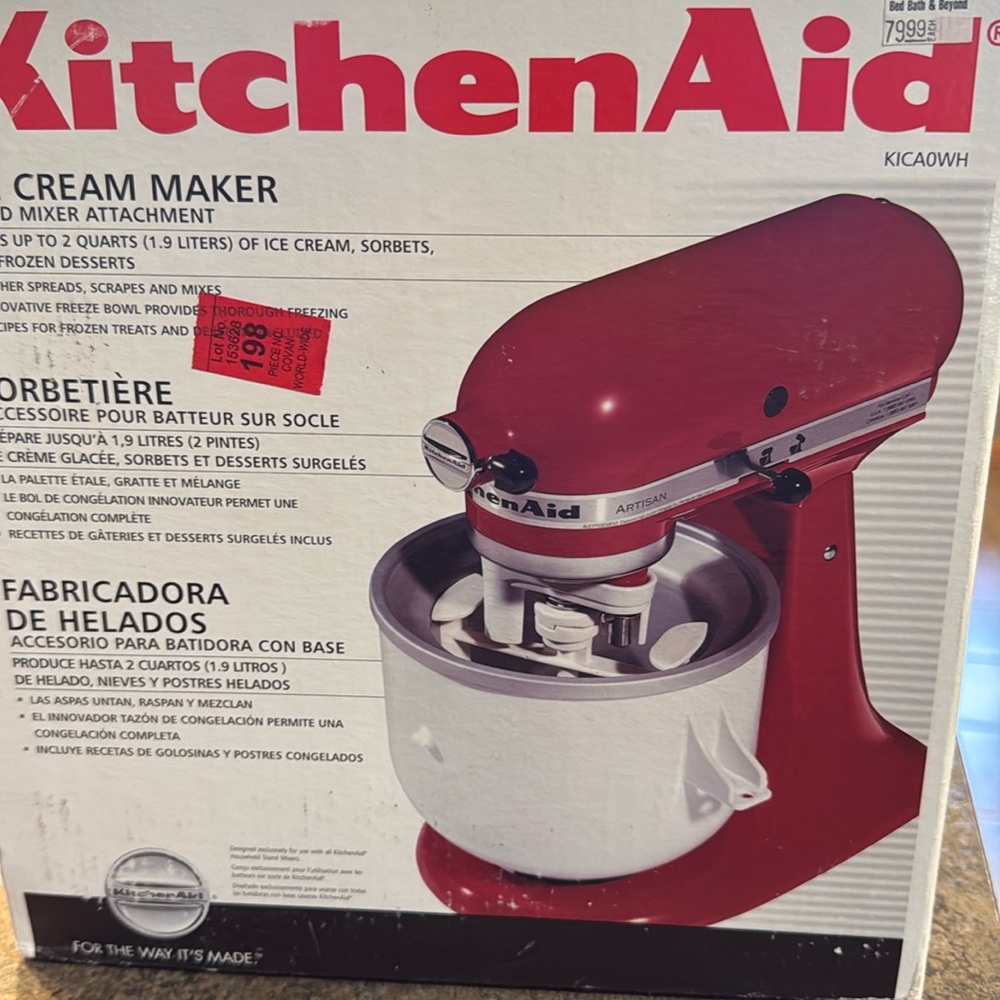 Kitchenaid ice cream maker.  NEW in box